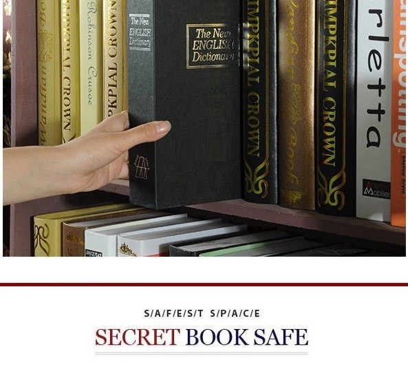 Diversion Book Safe Caja de almacenamiento con cerradura para llaves 24 x 15,5 x 5,5 cm documentos de joyas u objetos de valor Real Paper Diversion Book Safe para dinero 